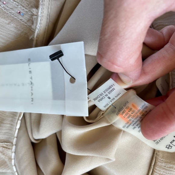 Elie Tahari Y2K Boho Lace Hem Skirt Beaded Chiffon Neiman Marcus NWT 8 - Picture 5 of 5